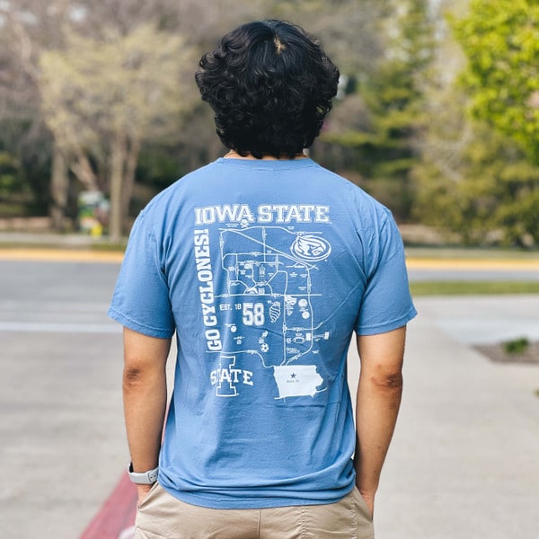 Comfort Wash I-State Campus Map Blue T-Shirt